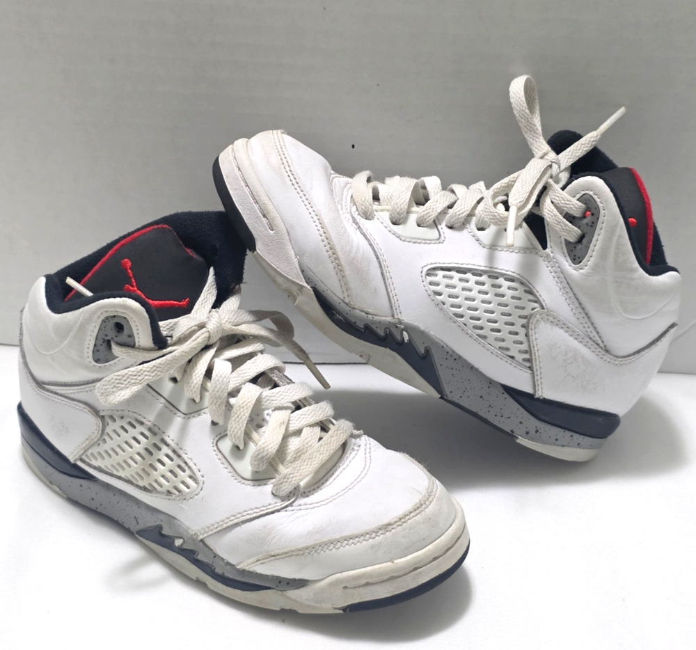 Nike Air Jordan 5 Retro PS White Cement 440889-104 Youth Size 1Y